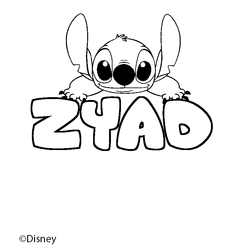 Coloraci&oacute;n del nombre ZYAD - decorado Stitch