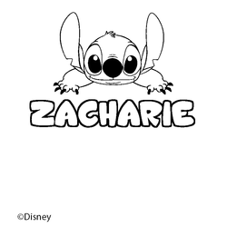Coloraci&oacute;n del nombre ZACHARIE - decorado Stitch
