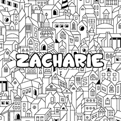 Coloraci&oacute;n del nombre ZACHARIE - decorado ciudad