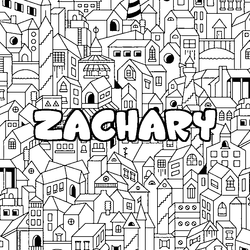 Coloraci&oacute;n del nombre ZACHARY - decorado ciudad