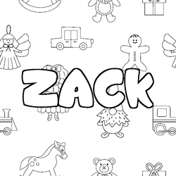 Coloraci&oacute;n del nombre ZACK - decorado juguetes