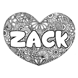 Coloraci&oacute;n del nombre ZACK - decorado mandala de coraz&oacute;n