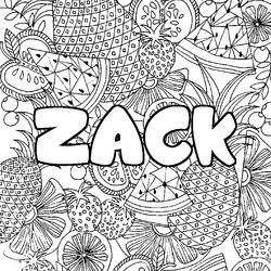 Coloraci&oacute;n del nombre ZACK - decorado mandala de frutas