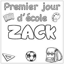Coloraci&oacute;n del nombre ZACK - decorado primer d&iacute;a de escuela