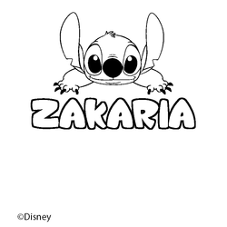 Coloraci&oacute;n del nombre ZAKARIA - decorado Stitch