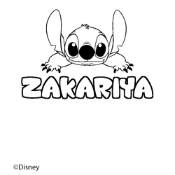 Coloraci&oacute;n del nombre ZAKARIYA - decorado Stitch