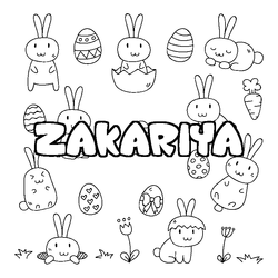 Coloraci&oacute;n del nombre ZAKARIYA - decorado Pascua