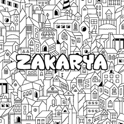Coloraci&oacute;n del nombre ZAKARYA - decorado ciudad