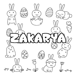 Coloraci&oacute;n del nombre ZAKARYA - decorado Pascua