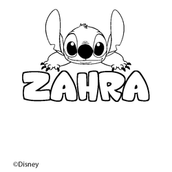 Coloraci&oacute;n del nombre ZAHRA - decorado Stitch