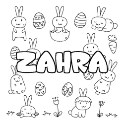 Coloraci&oacute;n del nombre ZAHRA - decorado Pascua