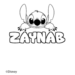 Coloraci&oacute;n del nombre ZAYNAB - decorado Stitch
