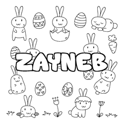 Coloraci&oacute;n del nombre ZAYNEB - decorado Pascua