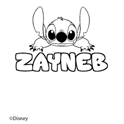 Coloraci&oacute;n del nombre ZAYNEB - decorado Stitch