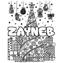 Coloraci&oacute;n del nombre ZAYNEB - decorado &aacute;rbol de Navidad y regalos