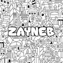 Coloraci&oacute;n del nombre ZAYNEB - decorado ciudad