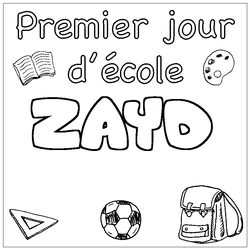Coloraci&oacute;n del nombre ZAYD - decorado primer d&iacute;a de escuela