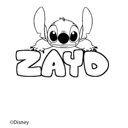 Coloraci&oacute;n del nombre ZAYD - decorado Stitch
