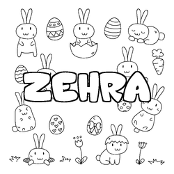 Coloraci&oacute;n del nombre ZEHRA - decorado Pascua