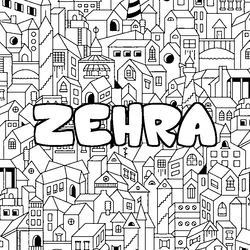Coloraci&oacute;n del nombre ZEHRA - decorado ciudad