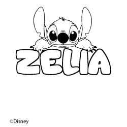 Coloraci&oacute;n del nombre ZELIA - decorado Stitch