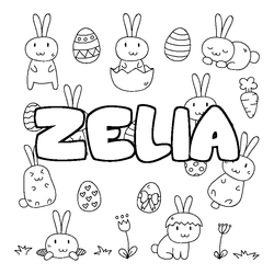 Coloraci&oacute;n del nombre ZELIA - decorado Pascua