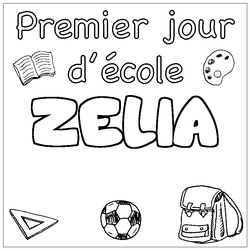 Coloraci&oacute;n del nombre ZELIA - decorado primer d&iacute;a de escuela