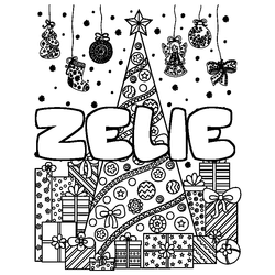Coloraci&oacute;n del nombre ZELIE - decorado &aacute;rbol de Navidad y regalos
