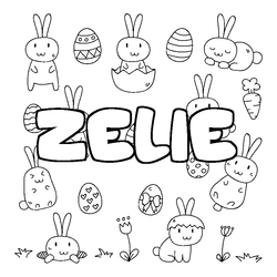 Coloraci&oacute;n del nombre ZELIE - decorado Pascua
