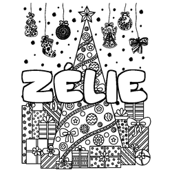 Coloraci&oacute;n del nombre Z&Eacute;LIE - decorado &aacute;rbol de Navidad y regalos