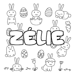 Coloraci&oacute;n del nombre Z&Eacute;LIE - decorado Pascua