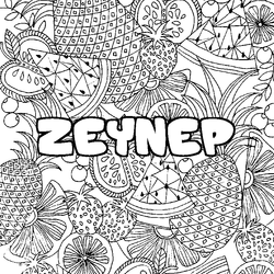 Coloraci&oacute;n del nombre ZEYNEP - decorado mandala de frutas