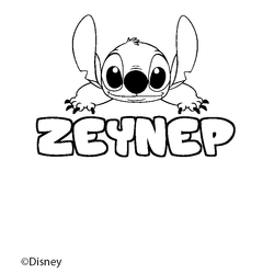 Coloraci&oacute;n del nombre ZEYNEP - decorado Stitch