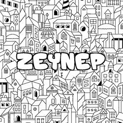 Coloraci&oacute;n del nombre ZEYNEP - decorado ciudad