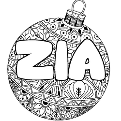 Coloraci&oacute;n del nombre ZIA - decorado bola de Navidad