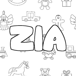Coloraci&oacute;n del nombre ZIA - decorado juguetes