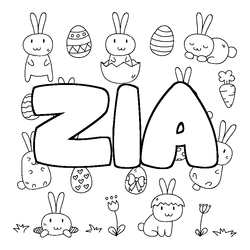 Coloraci&oacute;n del nombre ZIA - decorado Pascua