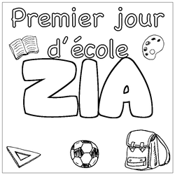 Coloraci&oacute;n del nombre ZIA - decorado primer d&iacute;a de escuela