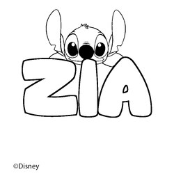 Coloraci&oacute;n del nombre ZIA - decorado Stitch