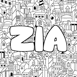 Coloraci&oacute;n del nombre ZIA - decorado ciudad