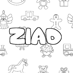 Coloraci&oacute;n del nombre ZIAD - decorado juguetes
