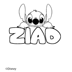 Coloraci&oacute;n del nombre ZIAD - decorado Stitch