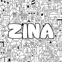 Coloraci&oacute;n del nombre ZINA - decorado ciudad