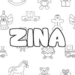 Coloraci&oacute;n del nombre ZINA - decorado juguetes