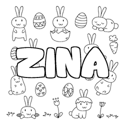 Coloraci&oacute;n del nombre ZINA - decorado Pascua