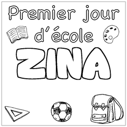 Coloraci&oacute;n del nombre ZINA - decorado primer d&iacute;a de escuela