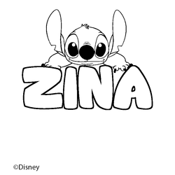 Coloraci&oacute;n del nombre ZINA - decorado Stitch