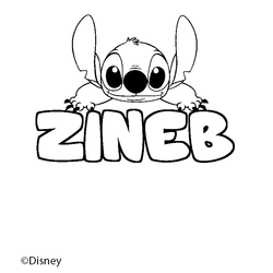 Coloraci&oacute;n del nombre ZINEB - decorado Stitch