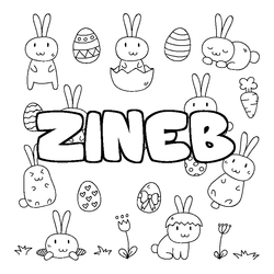 Coloraci&oacute;n del nombre ZINEB - decorado Pascua