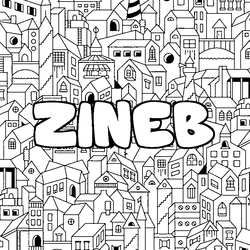 Coloraci&oacute;n del nombre ZINEB - decorado ciudad